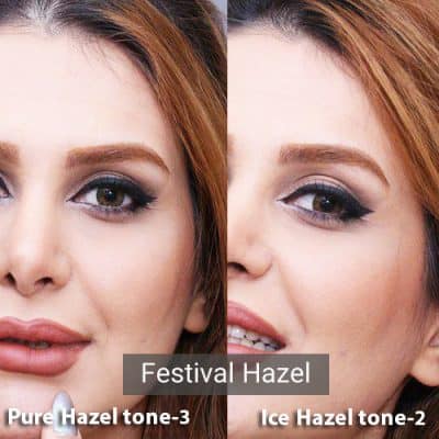 لنز عسلی : برند مورنینگ فستیوال رنگ آیس هازل و پیور هازل